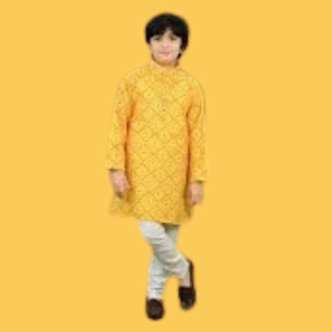 Boys Printed Regular Pure Cotton Kurta with Pajamas - Image 5