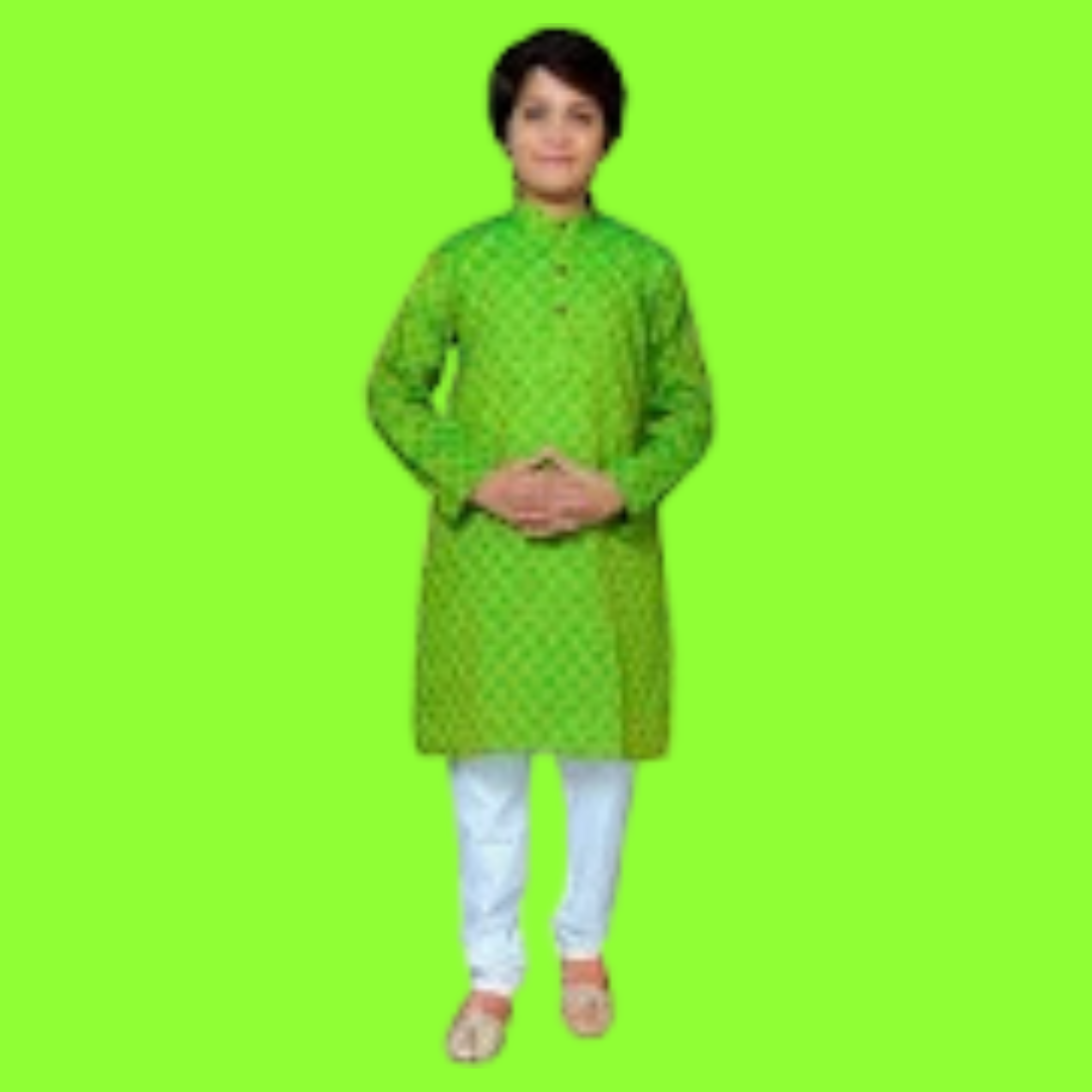 Boys Printed Regular Pure Cotton Kurta with Pajamas - Image 3