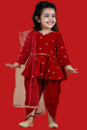 Girls Festive & Party Kurta, Churidar & Dupatta Set
