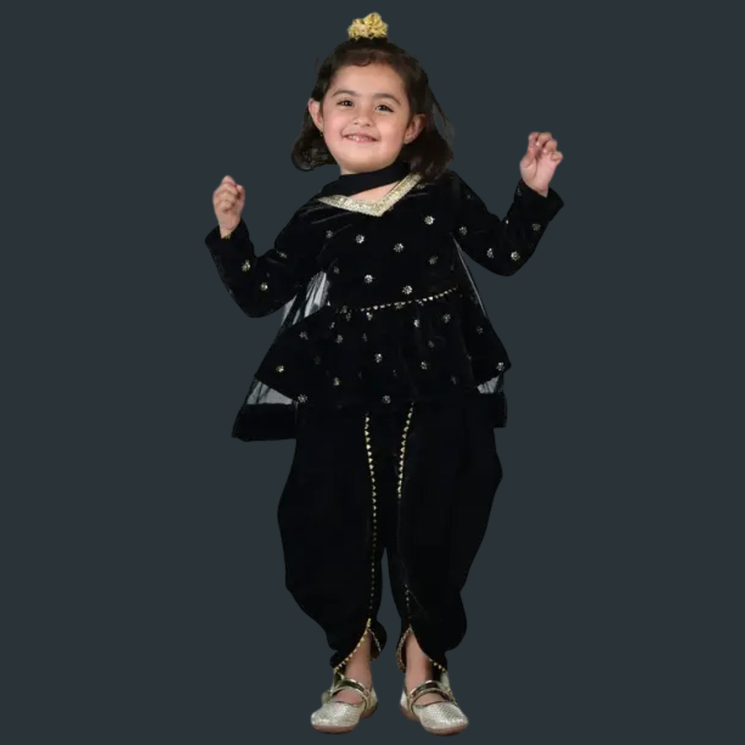 Girls Festive & Party Kurta, Churidar & Dupatta Set - Image 2