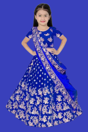 Girls Lehenga Choli Ethnic Wear Embroidered Lehenga, Choli and Dupatta Set