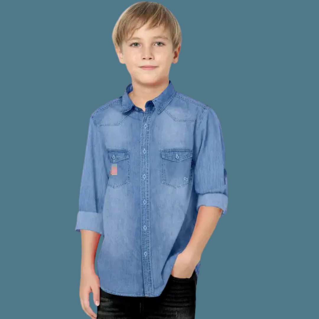 Boys Regular Fit Solid Cut Away Collar Casual Shirt - Image 4