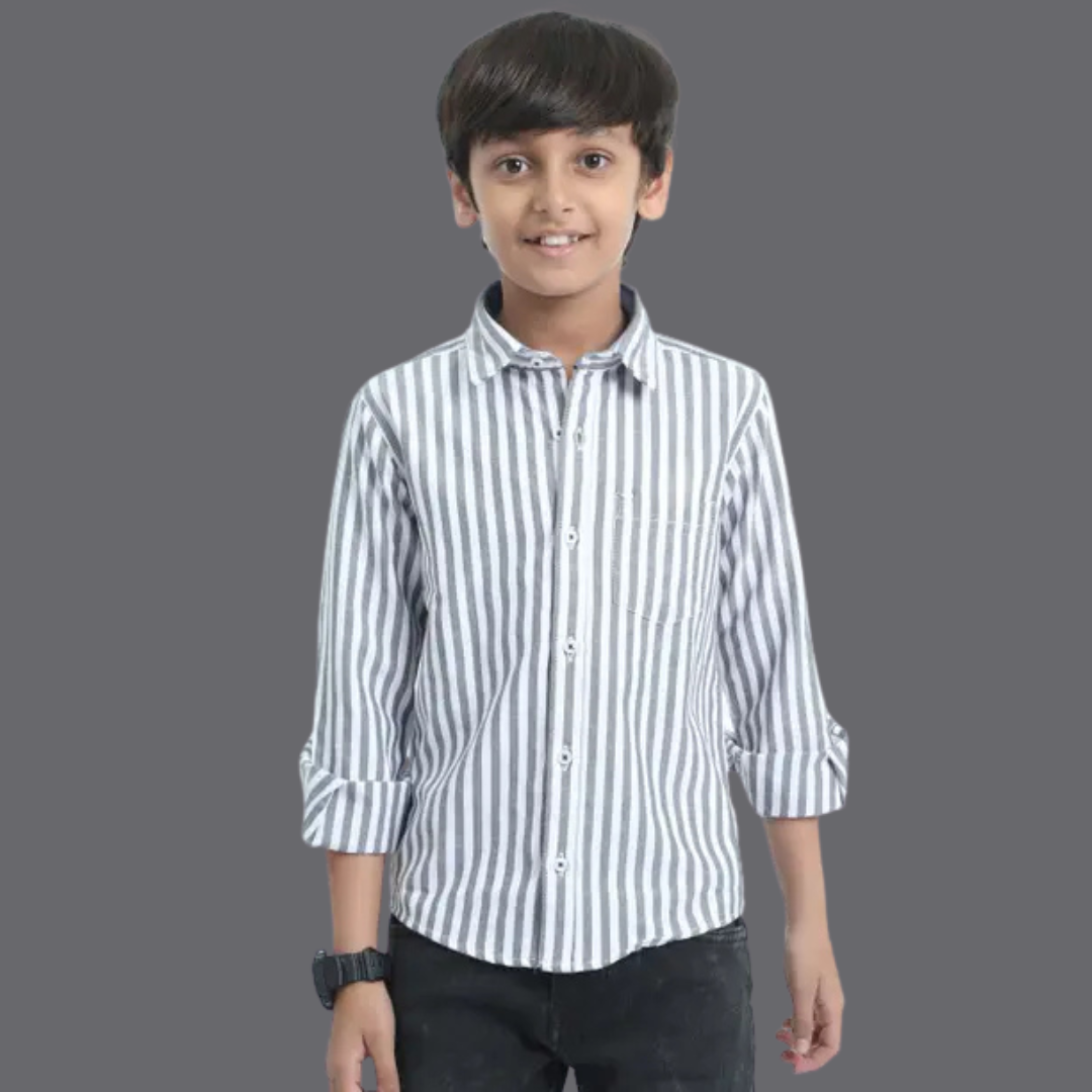 Boys Regular Fit Solid Cut Away Collar Casual Shirt - Image 2