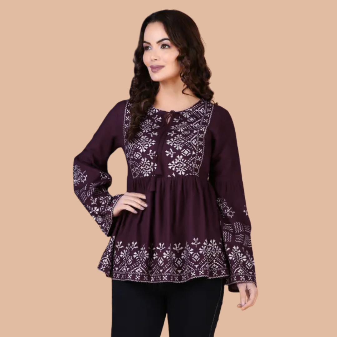 Casual Bell Sleeves Printed Women Top - Image 6