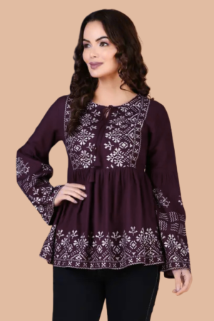 Casual Bell Sleeves Printed Women Top