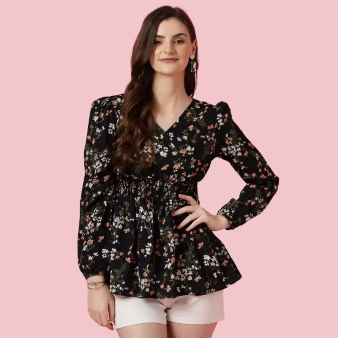Casual Bell Sleeves Printed Women Top - Image 5