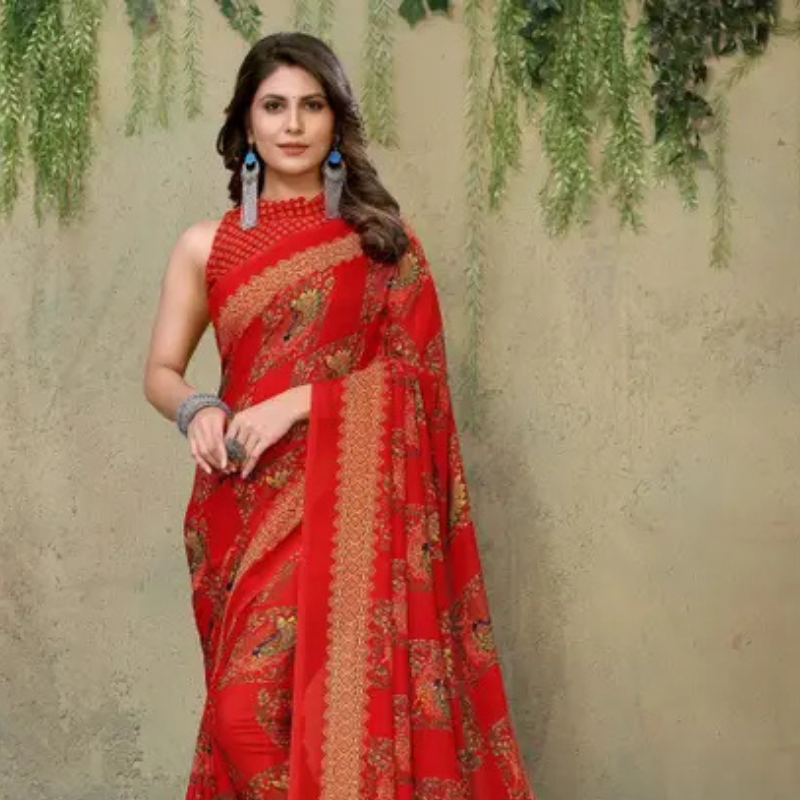 Printed Daily Wear Art Silk Saree - Image 4