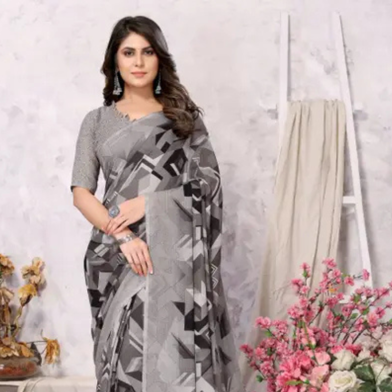 Printed Daily Wear Art Silk Saree - Image 3