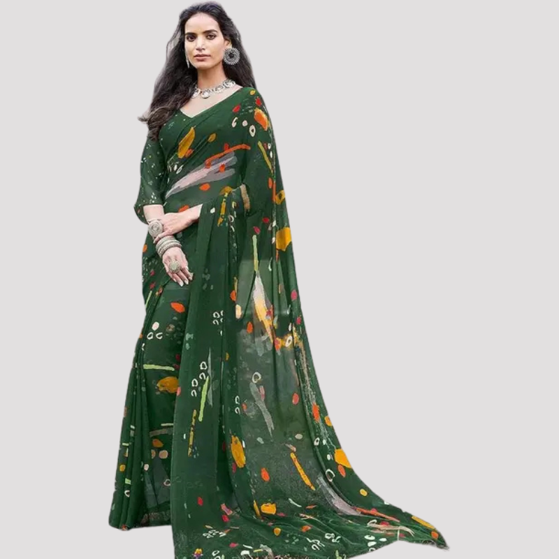 Printed Daily Wear Art Silk Saree - Image 2