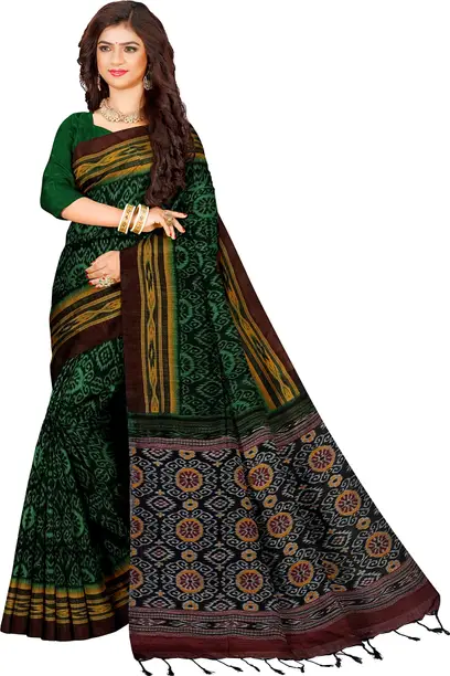 Printed Sambalpuri Pure Cotton Saree - Image 4