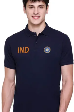 Polo Plus Men Solid Polo Neck Polycotton Navy Blue T-Shirt